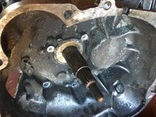 Bell slipped over input shaft. Sleeve will have to be cut down so that i can bolt the slave into place.