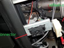 Two cable connections under the steering wheel