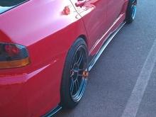 Rexpeed carbon fiber sides kirt and rear jdm bumper extensions.