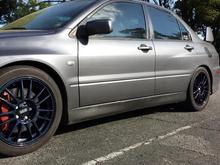 Chameleon Sapphire Teal custom painted BBS with white lugs.