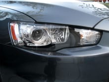 3/4 front view of the detailed headlights.