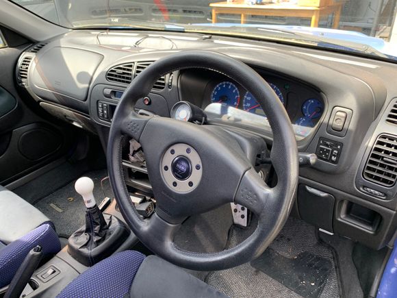 Interior is in really great overall condition. Blue mesh on seat bolsters is still in top top condition. Few small Ralliart bits to be scene