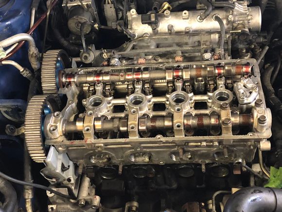 Freshened up cylinder head installed with s1 cams