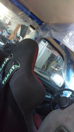 Front and rear cage pieces bolted up to the main hoop of the B pillar. I decided to keep the shipping plastic on to help prevent scratches of the cage