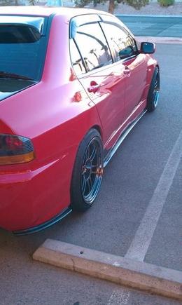 Rexpeed carbon fiber sides kirt and rear jdm bumper extensions.