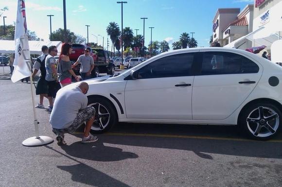 Last minute clean up at autoshow