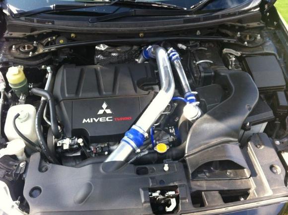 Mitsubishi Lancer Ralliart Sportback 2010 - with Evo X type performance dyno rated at 230kw at the wheels!
Enhancements include:
Turbo back 3" stainless steel exhaust system (CPW)
K&amp;N Panel Filter
Blow off valve upgrade with hard pipe kit
Forged Motorsport Billet waste gate actuator (1.2 BAR)
Grimmspeed Boost Control Solenoid
Fuel upgrade kit with relay upgrade
PWR EVO X intercooler assembly with hard pipe kit
Factory ECU retuned by Racing Performance Works, Osborne Park, Western Australia

Next: EVO X twin scroll turbo upgrade and TC-SST gearbox upgrade to handle ultimate goal of 350kw.