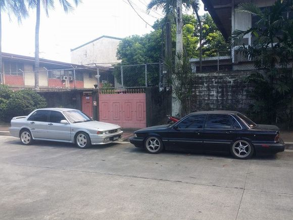 Our 2 Galants 1 Silver 93 GTi MMC / AMG.  2nd 91 Black Galant Super Saloon