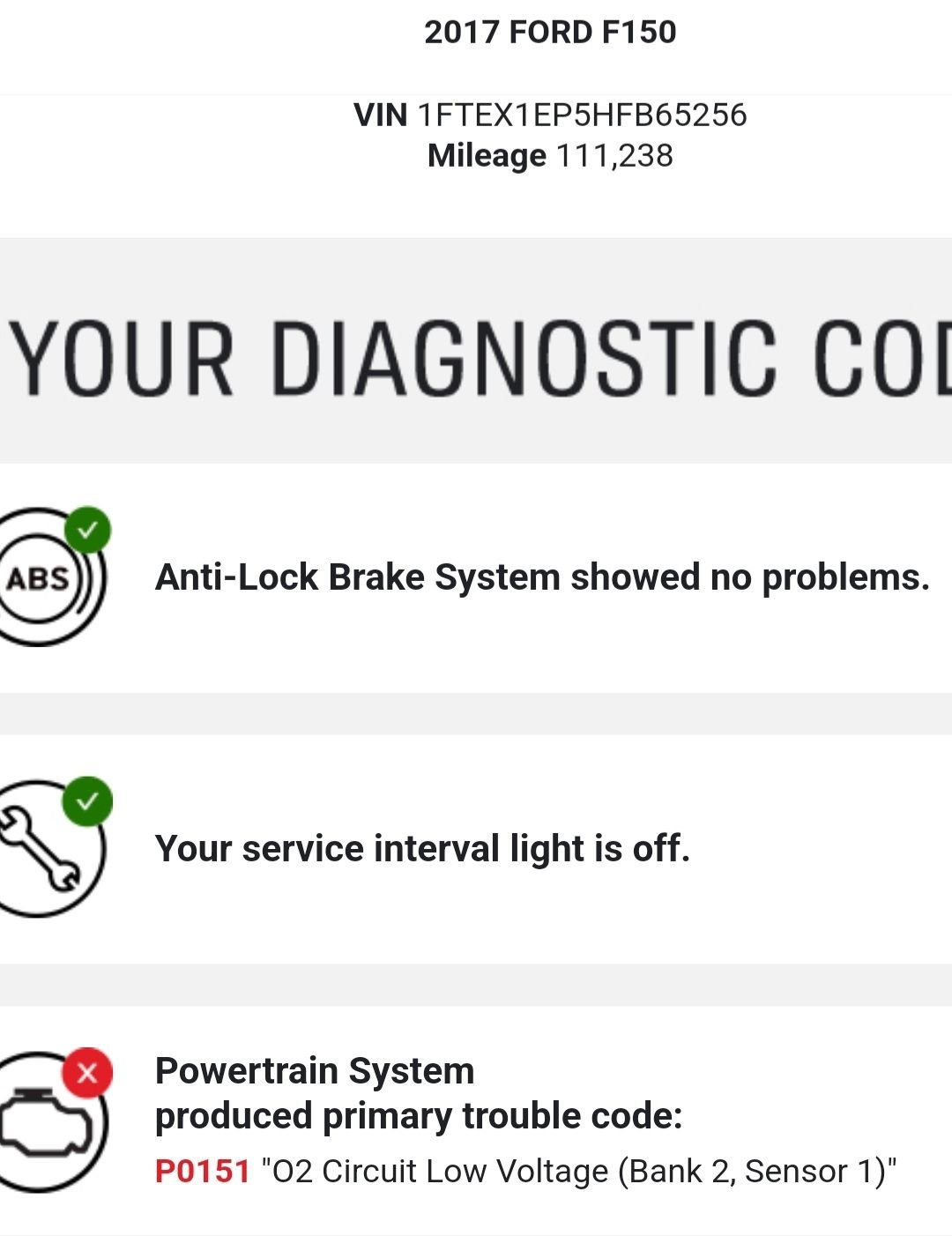 P0151 code O2 Circuit Low Voltage (Bank 2 Sensor 1) Ford F150 Forum