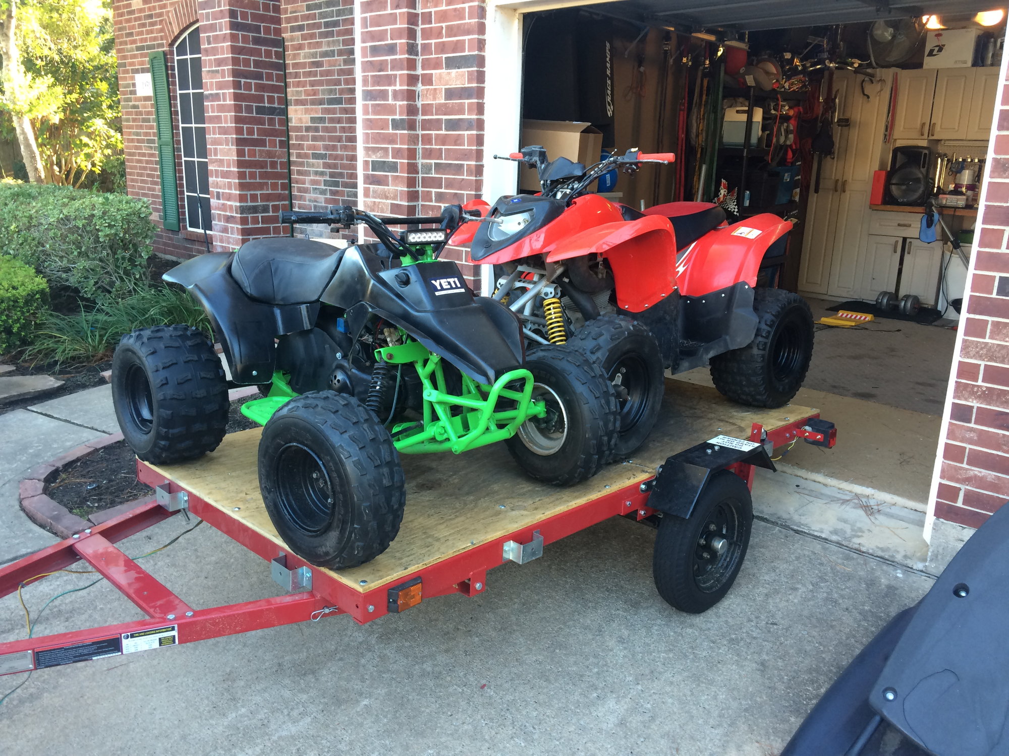 Towing wildcat trail on 4x8 harbor freight trailer !