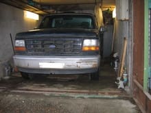 Truck placed to the garage