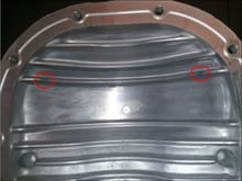 Inside Differential Cover Markup - The circles is where the cover is hitting on the ring gear. I believe I have enough clearance to grind it down so that it properly fits.