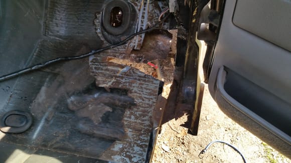 Passenger side floorpan rust removal