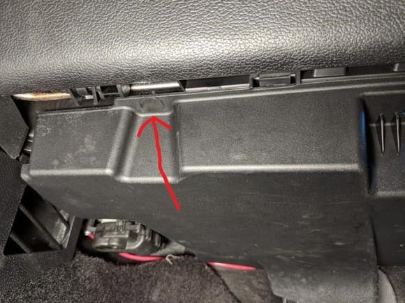 Remove Plastic Pins holding shroud under glove box.  There are 2 pins to remove