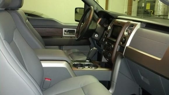 2013 F-150 Lariat Steel Gray Interior with Leather Bucket seats.