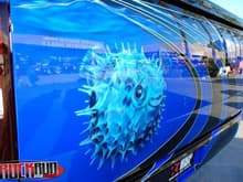 This is the puffer fish on my tailgate. Speed Channel shot this for their SEMA review show.