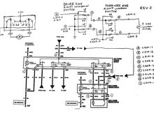 This is the wiring diagram for the window switches and motors on a 1999 F-150. At top is my (hopefully) equivalent diagram of the passenger side in a more standard electrical schematic form. *Beware* I don't guarantee the accuracy my schematic, but I think it's close. Also, on my truck, some of the the wire colors are different from the Ford diagram.