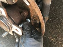 Loads of clearance to install the stud from behind. 2 good whacks from a regular hammer and out came the bad studs. No heat, no penetrating oil, nothing. I couldn’t get the “splines” to align with the old ones and it took nearly the highest setting on my impact driver to pull these through with lug nut. I wouldn’t want to attempt this with a wrench.