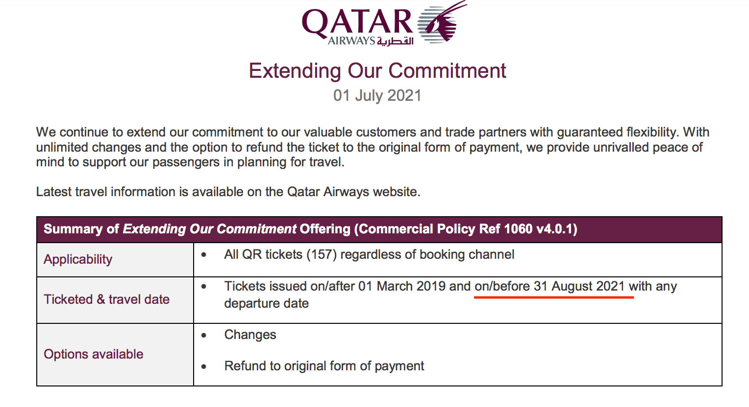 Qatar Customer Acknowledgement Form