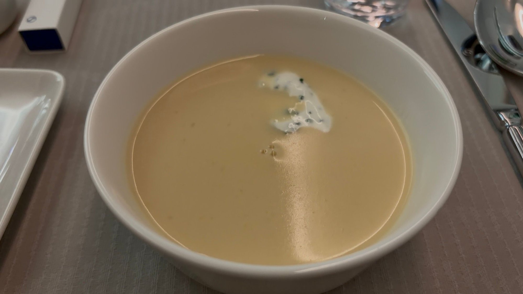 The cream of potato and leek was very good.