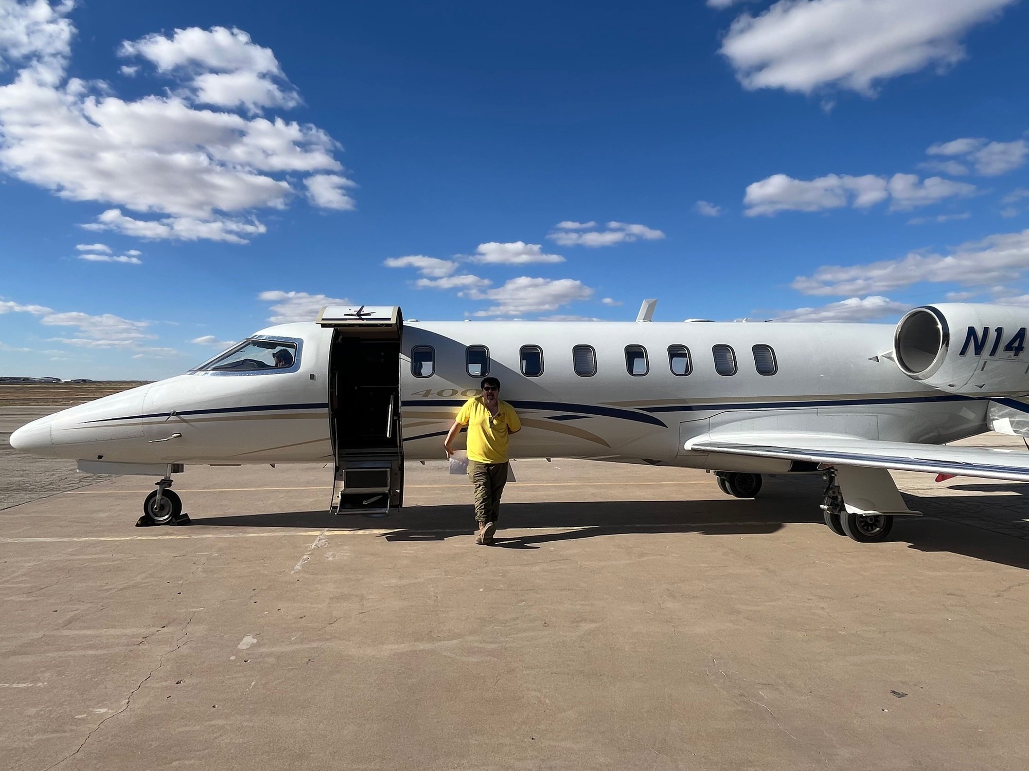 Getting into the LearJet At Midland