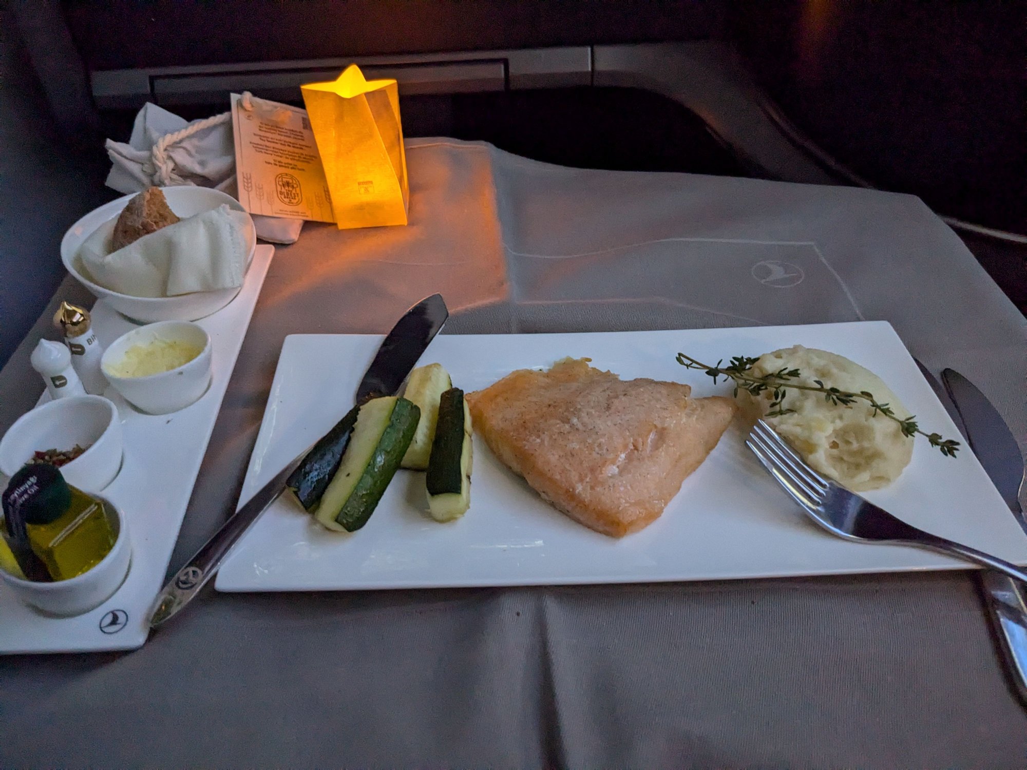 Salmon fillet. I found this underwhelming compared to the appetizers. It was on the salty and dry side. Still good enough to leave a clean plate. Sides were delicious.