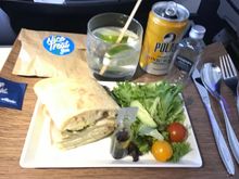 One tray service. I brought limes from Lounge. First time for Aviation gin. 