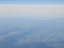 Louisiana with Lake Charles area to the distance and Calcasieu Lake
