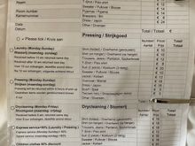 Laundry pricing list 