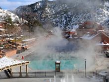 The world's largest hot springs pool - rest point half way through travelling from Chicago to San Francisco by train