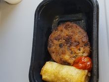 Muslim breakfast - spring roll and veggie burger