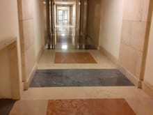 Airport corridor wth original flooring
