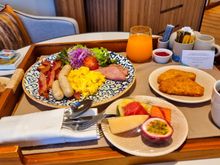 In-room breakfast, western style. Quality ingredients, well-presented.