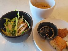 Rice bowl, chowder, chicken croquettes