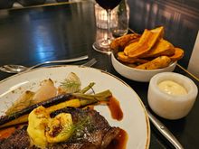 Wagyu striploin and crispy duck fat kipfler potatoes