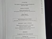Incorrect menus handed out - choices were in fact Cottage Pie, Rigatoni or Salmon Salad