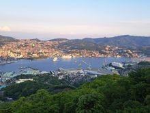 View of nagasaki as sunset approached and the low kevel areas went into shade first. It was a little cool.after the sun went down but the fleece was fine

