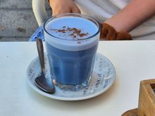 Interesting blue drink. 