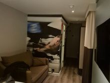 Long narrow room. Bit odd tho the sofa was comfy 