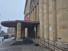 German railway station from outside. It is also called Basel Bad Bf.