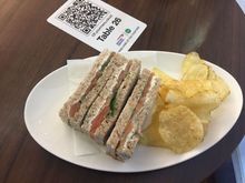 Food ordered online, smoked salmon cream cheese sandwiches
