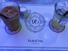 Kopi peng - iced local coffee modified with condensed & fresh milks ( Singapore style ) and iced water 