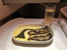 First main course: broiled Baltic herring, mashed potatoes with lemon and dill butter. I like Baltic herring but not this one. I like it crispy. This was just soggy.