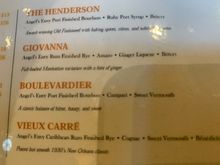 pre-mixed cocktails for sale — we enjoyed the Giovanna and the Boulevardier as nightcaps