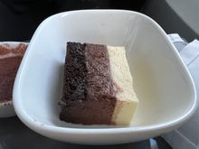 Chocolate cake with a chocolate mousse and a vanilla mousse.  Pretty well balanced, went well with the peppermint tea that I had with this.