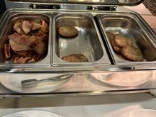 The food was hot but looked really unappetising.