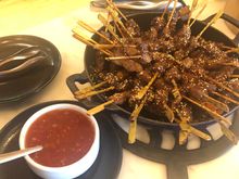 Chicken or beef skewers, gone by 6pm