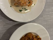 The chicken dish was so so, but salmon was very good.