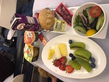 Kids fruit salad starter and additional snack items. Side salad and bread are the same as adults. 