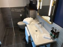 Bathroom, the suite has a his&hers bathrobe, the standard rooms don't